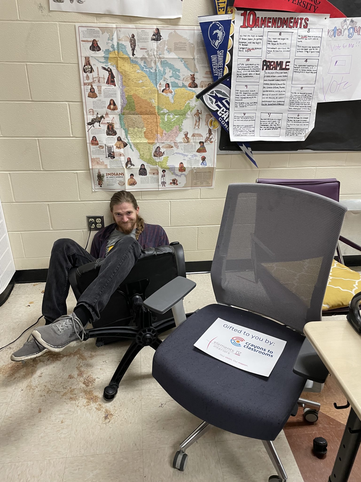 Crayons to Classrooms and Elements IV Deliver New Chairs to Local